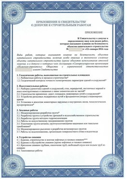 Приложение к свидетельству о допуске к строительным работам Смоленск СРО в строительстве